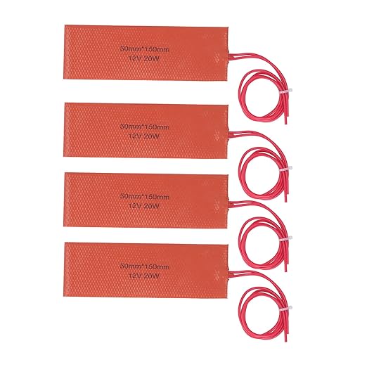 4 Pcs Silicone Heating Pad, 12v Heating Pad, Silicone Rubber Heating Flexible Heater Mat for Industrial Equipment 20W 12V