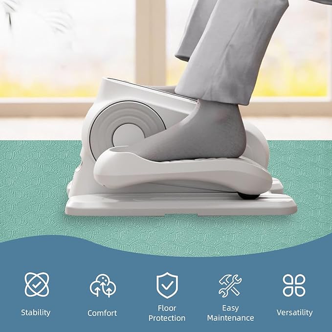 Non-Slip Workout Mat for Under Desk Ellipticals,Thicker & Quieter,23.6x17.7x0.2",Suitable for Ellipse Leg Exerciser, Foot & Leg Pedal Exerciser for Seniors Fitness, Floor Protection,Enhanced Stability