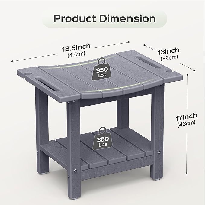 LyriFine Shower Bench - HDPE Waterproof Shower Bench for Inside Shower, 18.7" Shower Stool with Shower Head Holder, 350lbs Shower Seat with Storage Shelf, Shower Chair for Bathroom Indoor Outdoor Use