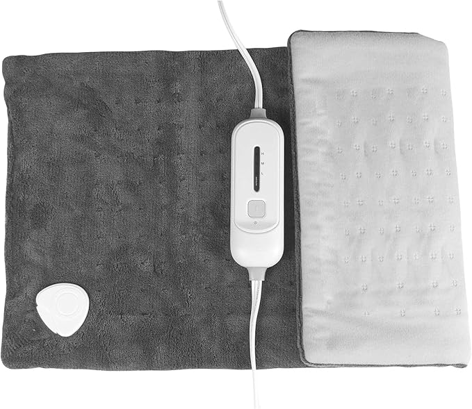 Electric Heating Pad for Full Back Fast Heating Wrap with Auto Shut Off for Back, Neck and Shoulder, Abdomen, Waist Pain Relief, Dry/Moist Option (12" x 24" (Gray))