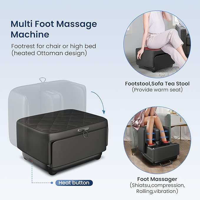 COMFIER 2 in 1 FSA Foot Massager Machine,HSA Shiatsu Foot and Calf Massager with Heat,Kneading,Vibration,Compression Massagers for Feet Health,Plantar Fasclitis,Mother‘s Day Gifts for Mom