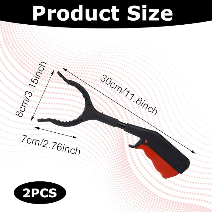 2 Pcs 30cm Grabber Reacher Tool,Grabbers for Seniors,Reacher Grabber Pickup Tool Mobility Aid Reaching Assist Tool for Trash Pick Up, Nabber, Litter Picker, Arm Extension Portable Grabber Tool