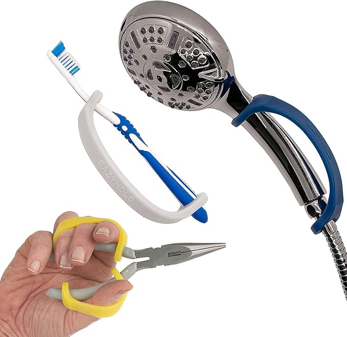 EaZyHold Senior Men 3-Pack for X-Large Hands, Fits Adaptive Eating and Weighted Utensils, Foam Tubing, Thick Easy Grip Handles, Grooming, Daily Living Aid
