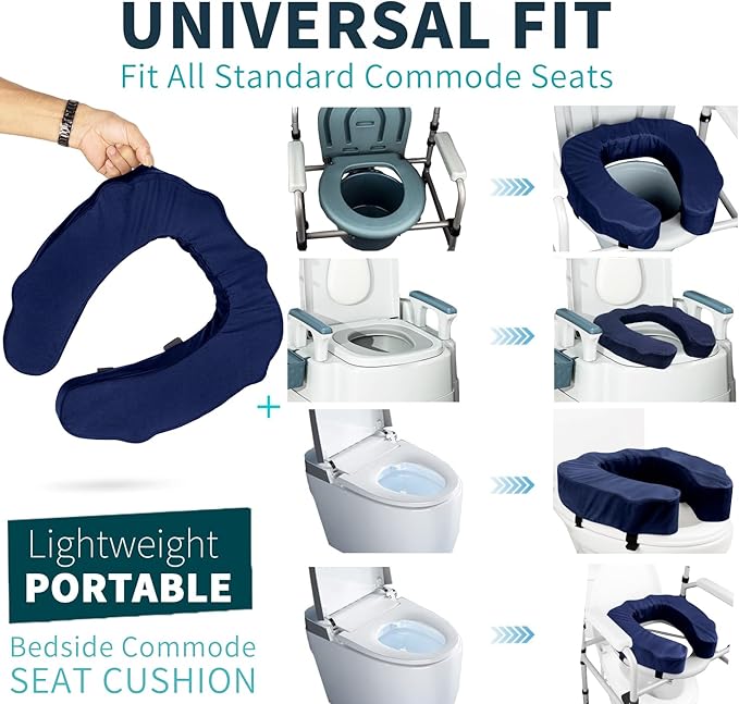 Raised Toilet Seat Cushion – High-Density Foam Booster Pad for Elderly, Seniors, Disabled – Toilet Riser for Standard & Elongated Toilets – Commode Seat Cushion Non-Slip & Easy to Clean (3 inches)