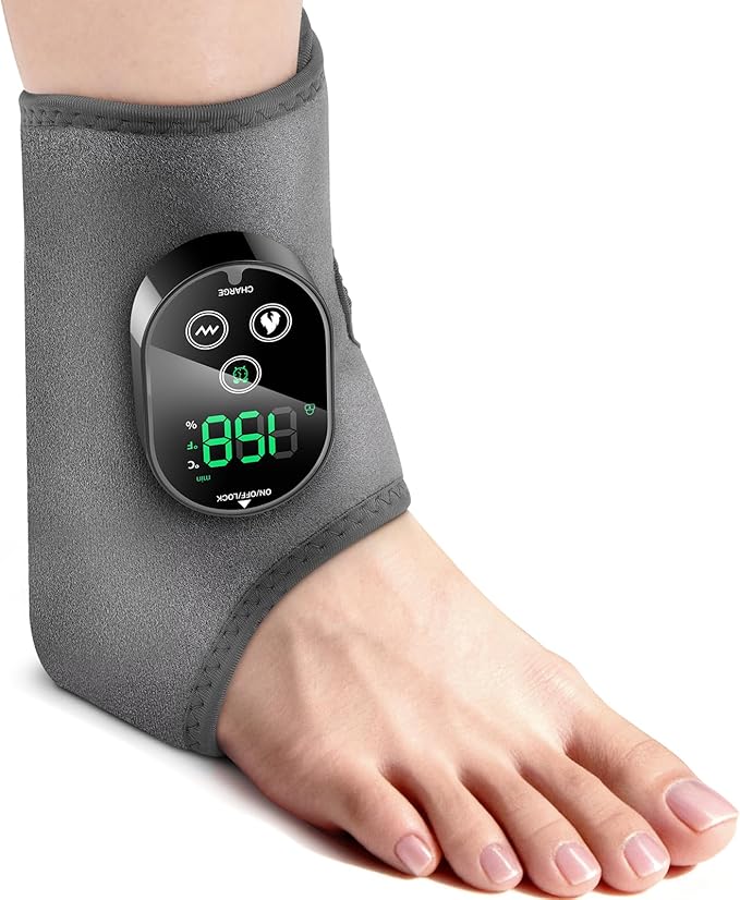 Cordless Ankle Massager for Pain Relief, Foot Massager for Neuropathy, Foot and Ankle Massager, Ankle Heating Pad with Massage,HSA Eligible FSA, 6 Heat Levels, 3 Vibration Modes, Single One