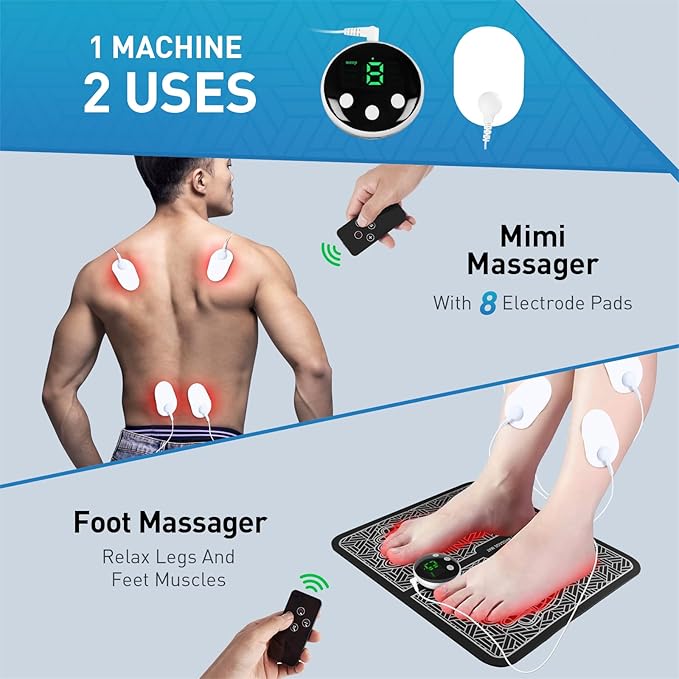 Phixnozar TENS & PMS,Transcutaneous Electronic Nerve Stimulator, EMS Foot Massage for Muscle Relaxation, LCD Display Screen