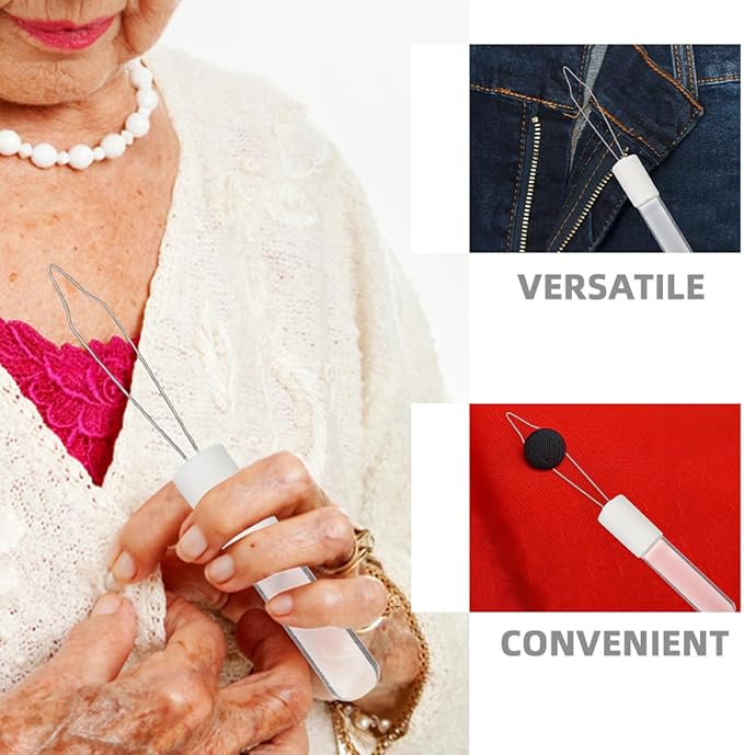 MAGICLULU Button Hook and Zipper Pull Dressing Aid Tool 2pcs Acrylic 18x1.6cm for Seniors Elderly Arthritis Disabled Hand Mobility Assistance