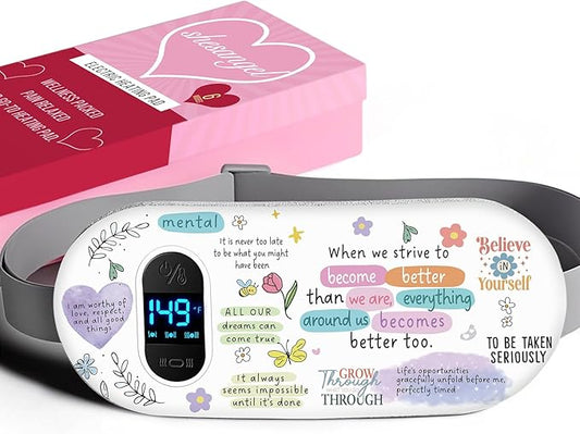 Portable Heating Pad for Period Cramps: Menstrual Heating Pad with Unique Design, Fast Heating Pad with 6 Heat Levels and 6 Massage Modes, Gifts for Her, Women, Teens and Girls