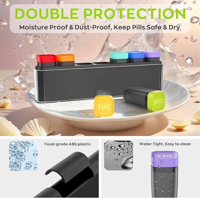 Weekly Pill Organizer 1 Time a Day, HIONXMGA Detachable Travel Pill Box 7 Day, Large Medicine Pill Case Container for Daily Medication Vitamin Supplement Fish Oil, Portable Week Pills Holder, Clear