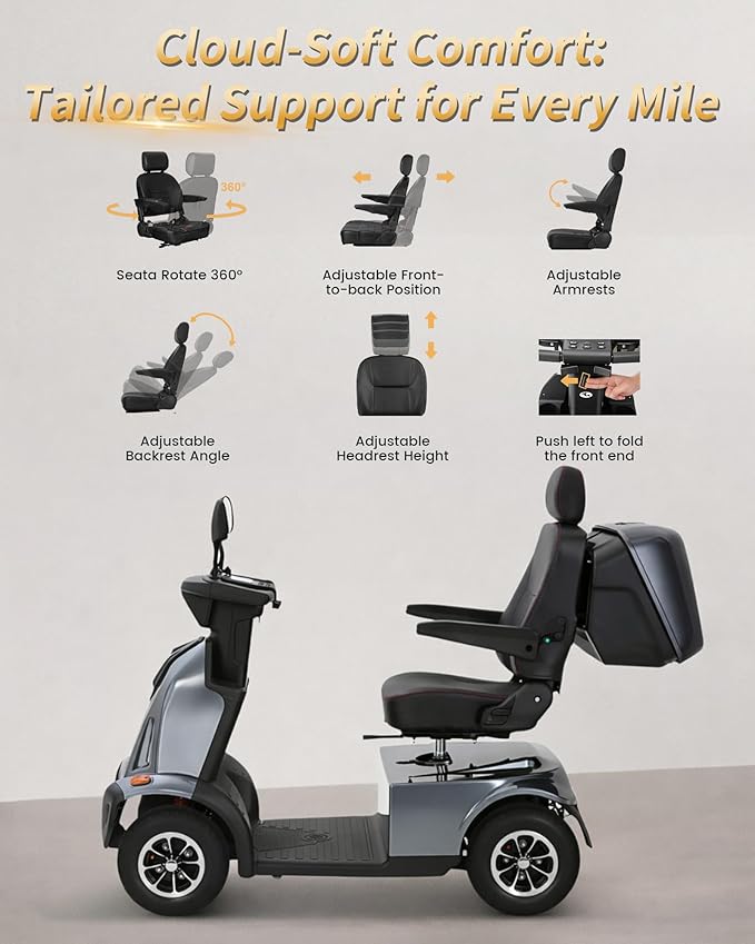 Ecomobi All-Terrain Heavy Duty Mobility Scooter for Seniors & Adults, 1000W Powerful Motor, 550 lbs Weight Capacity, 32 Mile Extended Range, 9 MPH, 13” Pneumatic Tires, Full Suspension, FDA Cleared