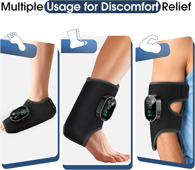 Foot Massager for Neuropathy, Ankle Massager for Pain Relief, Heated Ankle Wrap Heating Pad with Massage for Circulation Black