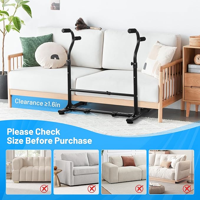 Couch Chair Stand Assist Aid with Double Handrails, Height Width Adjustable Sofa Lift Assist Devices for Seniors Disabled Patients to Sit and Stand, Heavy Duty Toilet Safety Rails (450 LB) Black