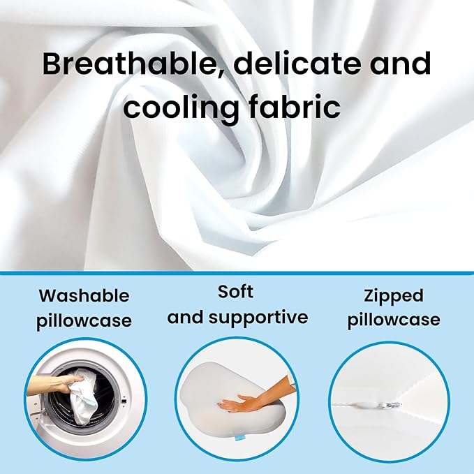 Cloud Shaped Contour Cervical Memory Foam Pillow with Additional Pillowcase - Soft Neck Support for Side Stomach Back Sleepers - Comfortable Slow Rebound Pillow Set with Ergonomic Design