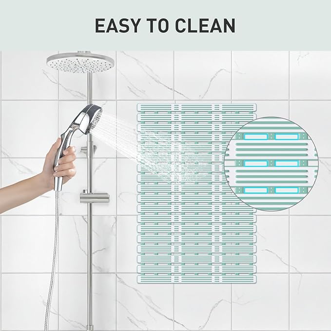 XIYUNTE Shower Mat Non Slip Bath Mat for Tub - 27 X 16 Inch TPE Bathtub Mat Non Slip Shower Mats for Inside Shower, Bath Tub Mat with Powerful Suction Cup, Easy to Cut and Dry, Green