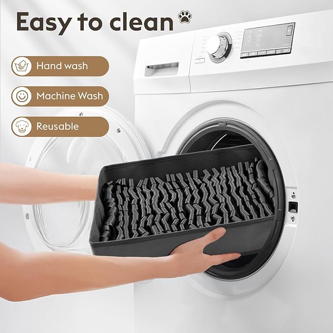 FunFurry Snuffle Mat for Dogs, Dog Puzzle Mat, Interactive Dog Toys for Enrichment,Sniff Mats with Non-Slip Backing,Portable Design Easy to Store (Black, 14" X 12"-Portable)