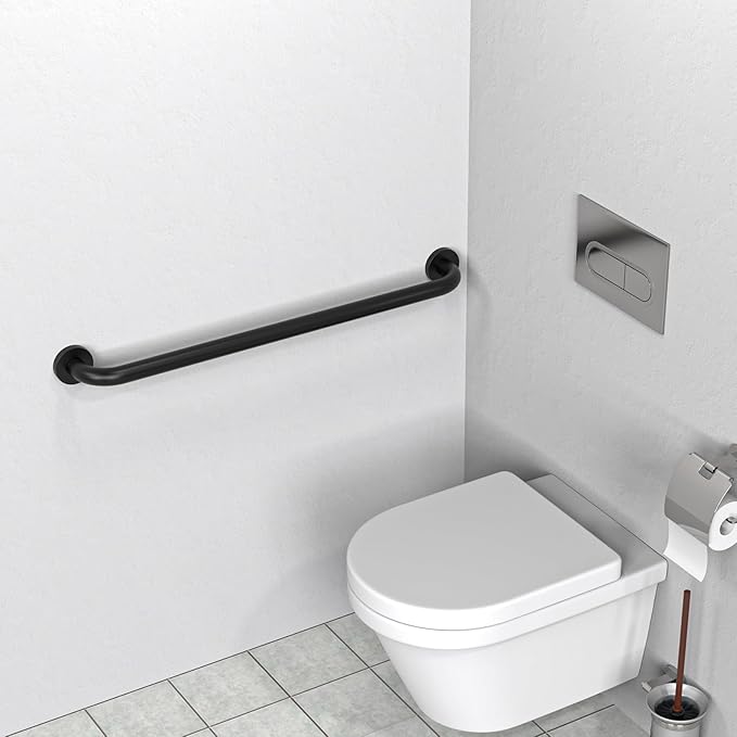2 Pack 32 Inch Black Shower Grab Bars, ZUEXT Stainless Steel Bathroom Wall Grab Bar Handle, Shower Balance Bar, Safety Hand Rail Support,Handicap Elderly Senior Assist Bath Grab Handle(1.25" Diameter)