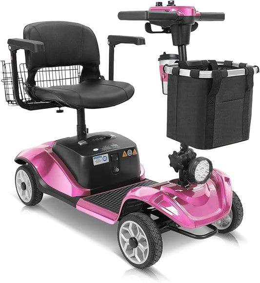 Mobility Scooter for Seniors/Adults, up to 300lbs Capacity, 4 Wheel Heavy Duty Mobility Scooters with 15 Miles 350W 5MPH，Front Basket, Adjustable Seat, LED Headlights