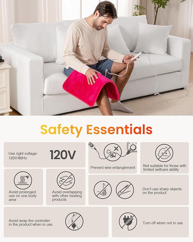 WOOMER Extra Large Heating Pad, 20"x24" XLL Heating Pad, Heat Pad with Multi-Color Option, Moist Heat Therapy Feature, Auto Shut-Off, Power Cords Storage Belt