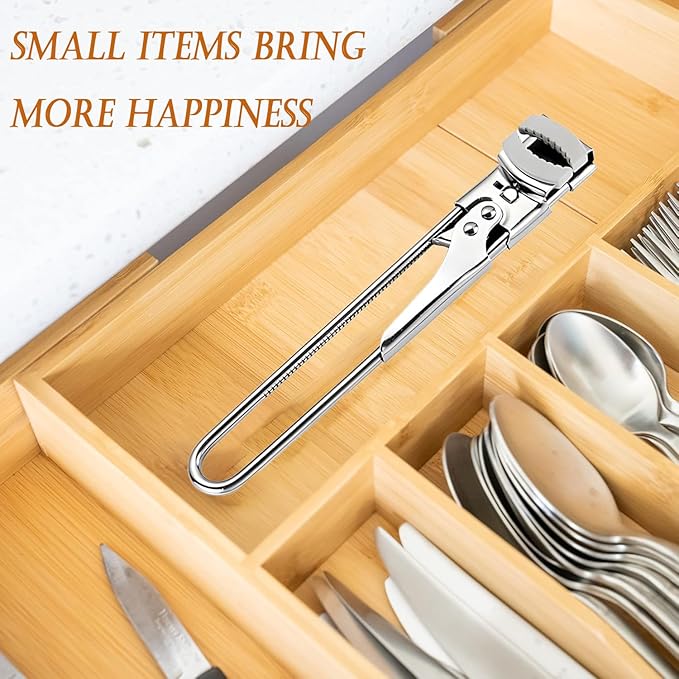 2026 New Kitchen Gadget Accessories, Adjustable Stainless Steel Jar Opener - Easy Grip for Weak Hands, Seniors, Men, Kids, Multifunctional Stainless Steel Can Opener