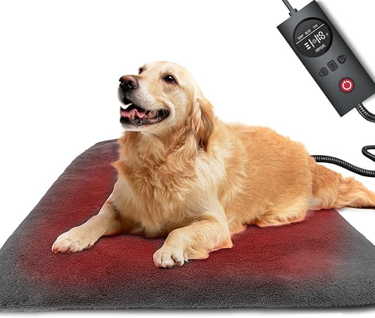 uncn Dog Cat Heating Pad Pressure Activated 19.5 X 29 Pet Heat Pack Automatic Electric Heated Bed Mat for Indoor Warming Pad Chew Resistant Cord, Adjustable Temperature Waterproof Washable (Large-1)