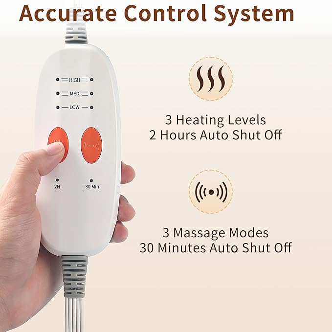 Large Weighted Heating Pad with Massager, HSA Electric Heating Pad for Back Pain Relif, 4.85LBS Heat Pad for Period Cramps with 2H Auto Off 3 Massager Levels and 3 Heating Levels, 18"x33" Royal Blue