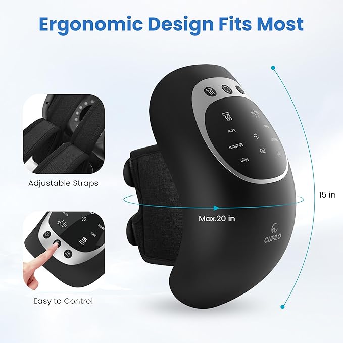 CuPiLo Knee Massager with Heat and Red Light for Pain Relief, Heating and Vibrating Pain Relief Knee Massager for Arthritis, Stretched Ligament, Joints and Muscles Injuries