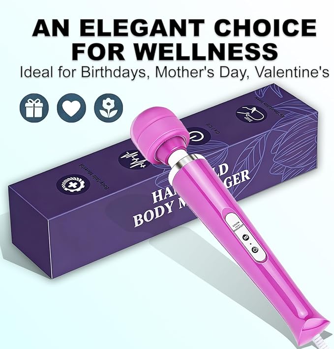 Handheld Electric Back Massager, 10 Speed Wired Deep Tissue Vibrating Massager for Muscle Aches (Purple)