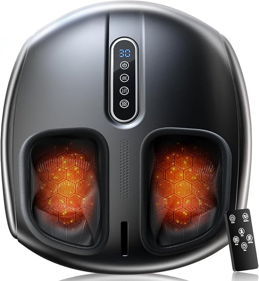 PACOVY Shiatsu Feet Massager, Foot Massager with Heat, Deep Kneading, Vibration and Air Compression for Plantar Fasciitis, 2 Heat Levels, Birthday Gifts for Women Mom Dad