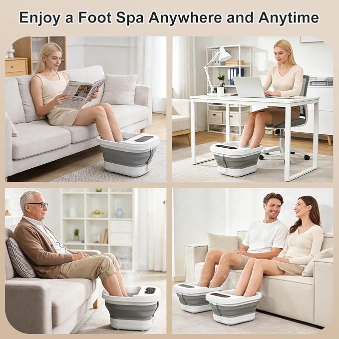 UNIFULL Collapsible Foot Spa Bath with Heat, Touch Screen, Remote Control, Massage Rollers, Timer, Bubble, Foot Pedicure Kit, Temperature Control Pedicure Foot Spa, Foot Bath