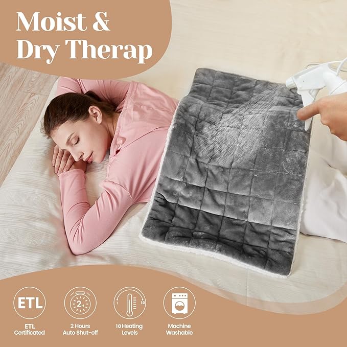 Weighted Heating Pad for Period Cramps and Back Pain, XL Heating pad 17"x33",Electric Heating Pad for Shoulder, 4.9LB Heated pad with 4 Heating Levels, Dorm Room Essentials,Machine Washable