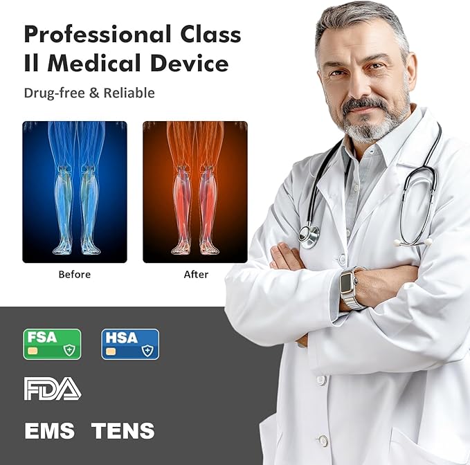 EMS Foot Massager for Neuropathy : FSA Eligible Electric Foot Massager for Circulation and Pain Relief,Hsa Plantar Fasciitis,25 Modes 99 Intensities,4 TENS Unit Muscle Stimulator Pads,Gifts for Mom