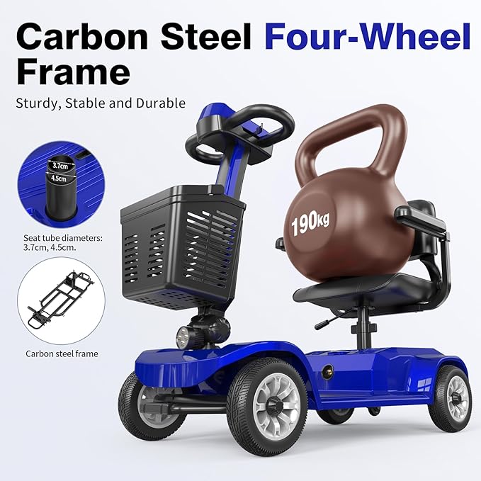 Heavy Duty Mobility Scooter for Seniors, Red,420 lbs Capacity -12.4 Miles Range 4 Wheel Electric Scooter with Seat, 20° Hill Climb, 300W Motor, Easy to Operate and Foldable
