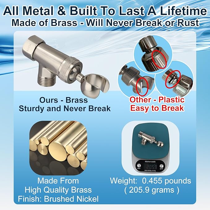 Shower Head with Handheld, All Metal Holder & Extra Long 6 ft. Stainless Steel Hose,Brushed Nickel 2.5 GPM