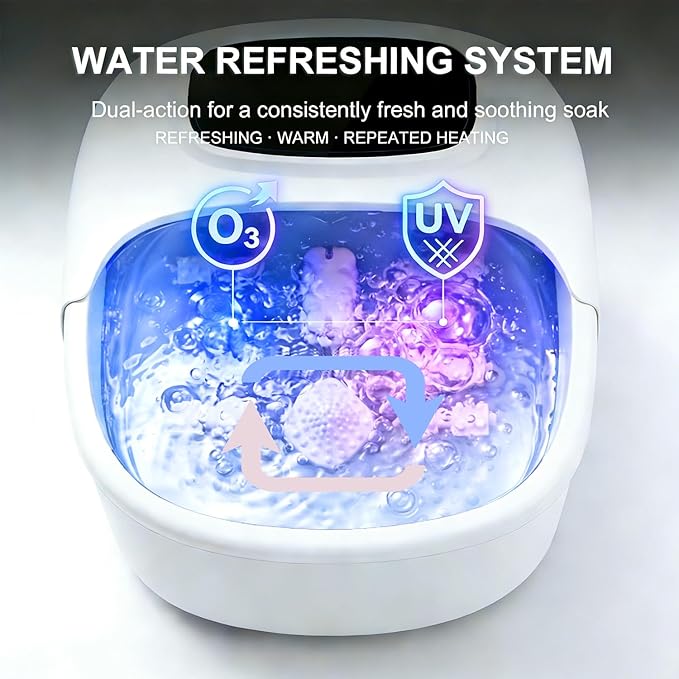 Foot Spa Bath Massager with Heat & Bubbles, Foot Soaking Tub with UV Ozone Refresh & Adjustable Temperature, Manual Rollers, Feet Soaker Gift Set with Bath Salts for Parents & Couples (White)