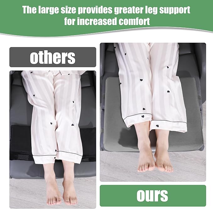 BALAPET Large Recliner Leg Pillow,Memory Foam Recliner Cushion Wedge Shape Recliner Footrest Extender,Leg、Back and Lumbar Support Pillow with Adjustable Elastic Straps(Gray)