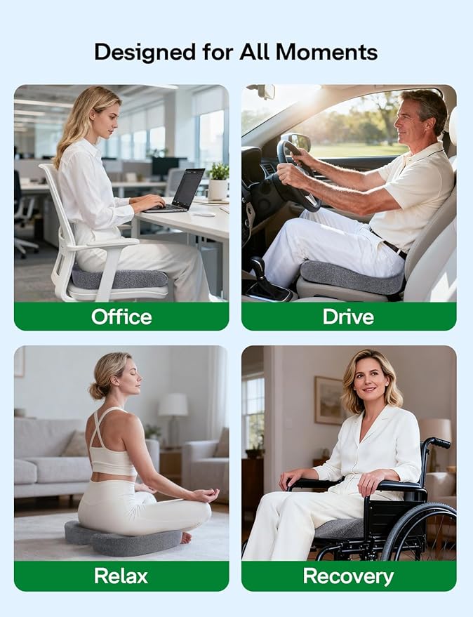 Medisana Gel Wheelchair-Seat-Cushions for Pain Relief, GC 100 Cooling-Cushions for Tailbone, Sciatica, Back & Hip Support and Pressure Sore, Ergonomic Office Chair Cushion for for Seniors and Adults