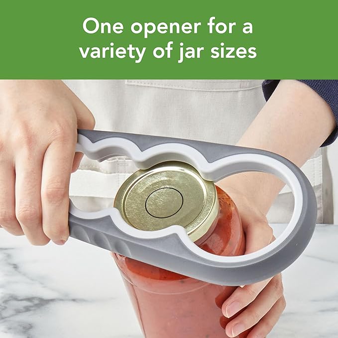 Tovolo Can and Jar Opener Set Manual Handheld Kitchen Tool with Comfort Grip Handles, Easy to Use Stainless Steel Jar and Smooth Edge Can Opener with Built In Bottle Cap Lifter, Charcoal Gray