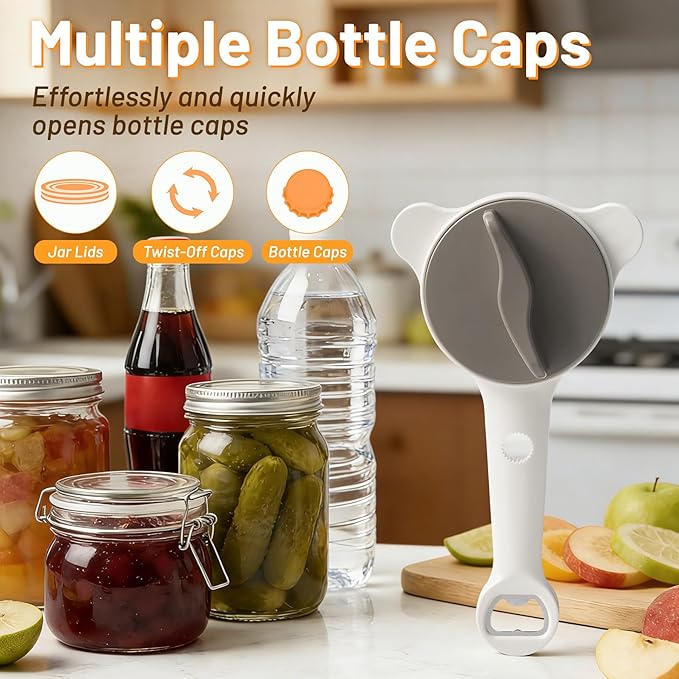 Jar Opener for Seniors Weak Hands, Adjustable Can Jar Lid Bottle Opener Stainless Steel, Non Slip Grip Easy Open Kitchen Utensils Gadget Accessories