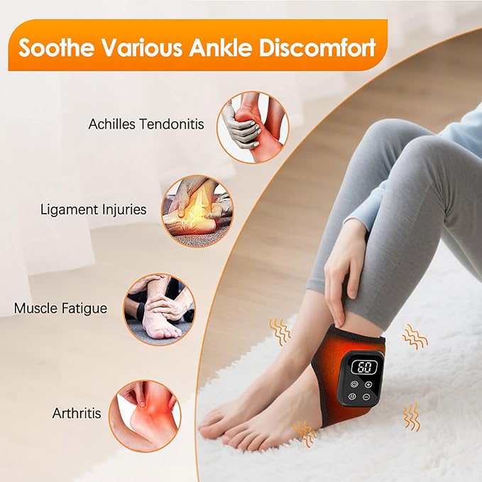 Triple Method Foot Massager with Heat & Enhanced Vibration, for Neuropathy Comfort and Circulation, Portable Home Massage for Pain Relief, Auto Shut-Off, Home Travel Use (Gray)