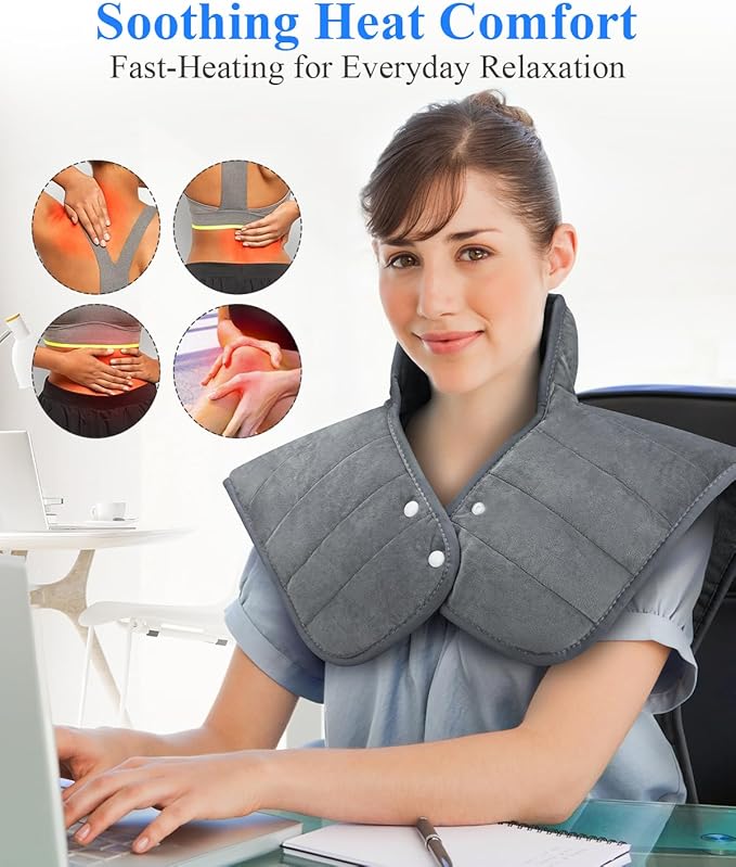Weighted Heating Pad for Neck and Shoulders and Back, Mothers Day Gifts for Mom Wife, 22"x37" Large Heat Pad for Pain Relief and Daily Relaxtion, 6 Heat Levels 4 Timers, Auto-Off, Gifts for Women Men