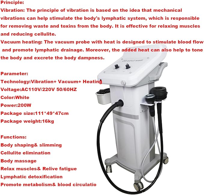G8 Vibration Vacuum Body Massage Slimming Machine Cellulite Reduce Fat Body Shaping Equipment 6 shaped probes for Weight Loss Salon Use 105x50x45cm