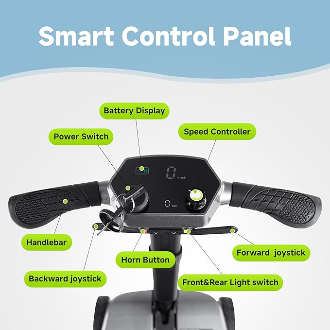 SCOOTNGO Mobility Scooters for Seniors, 4 Wheel Foldable Lightweight Airline Approved Mobility Scooter for Adults, Dual Batteries, Portable, No Assembly Needed (Silver Grey, Standard)