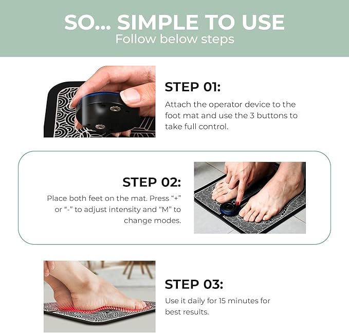 nooro Portable Foot Massager – Soothing Comfort for Tired Feet – 6 Adjustable Vibration Modes & 15-Minute Auto-Timer – Lightweight & Portable for Daily Relaxation