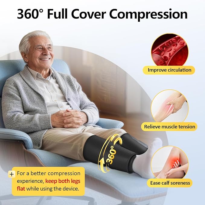 Comfytemp Cordless Calf Massager for Circulation and Pain Relief, FSA Eligible HSA, Portable Leg Compression Massager for Edema, RLS, Varicose Veins, Ideal Gift for Mom Dad Seniors (Fit Calf 13"~18")