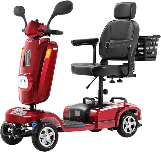 Heavy Duty Mobility Scooter for Seniors/Adults, 500W 400LBS Capacity Electric Scooter, All Terrain Mobility Scooters for Travel 10" Off Road Tires, Long Range 4 Wheel Scooter 9MPH, Red 26Miles