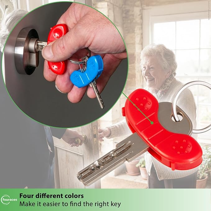 Key Turner Aid with Ergonomic Handle – 4 Pack, Large Easy-Grip Surface, Added Leverage to Turn the Key with Low Hand Strength, Arthritis Daily-Living Support, Disability Assistive Device