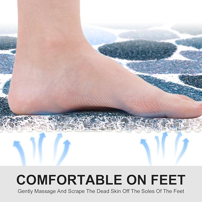 Extra Large Shower Mat: 24 X 36 Inch Stylish Shower Mats for Inside Shower - Soft PVC Loofah Trimmable Non Slip Shower Mat for Elderly, Quick Drying