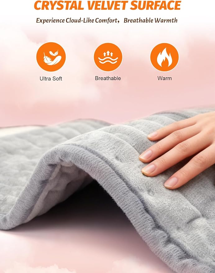 Extended Electric Heating Pad Belt Wrap for Period Cramps Abdomen Waist Lower Back Neck Shoulders Leg Arms Pain Relax with 3 Meters Power Cord Timer Temperature Settings Auto Shut Off Mom Dad Gift