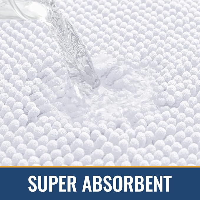 Arotive Bathroom Toilet Rugs U Shaped 24x20, Extra Soft Absorbent Shaggy Chenille Contour Bath Rugs for Toilet, Machine Washable Non-Slip Contoured Bath Mats, White
