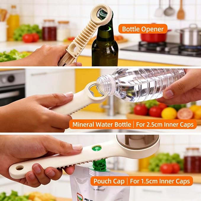 2026 New Model Adjustable Jar Opener, Jar Openers Top Rated For Seniors,Jar Opener For Arthritic Hands - Includes Magnetic Hook For Beer Bottle Caps And Non-Slip Rubber Gripper For Stubborn Lids (2)